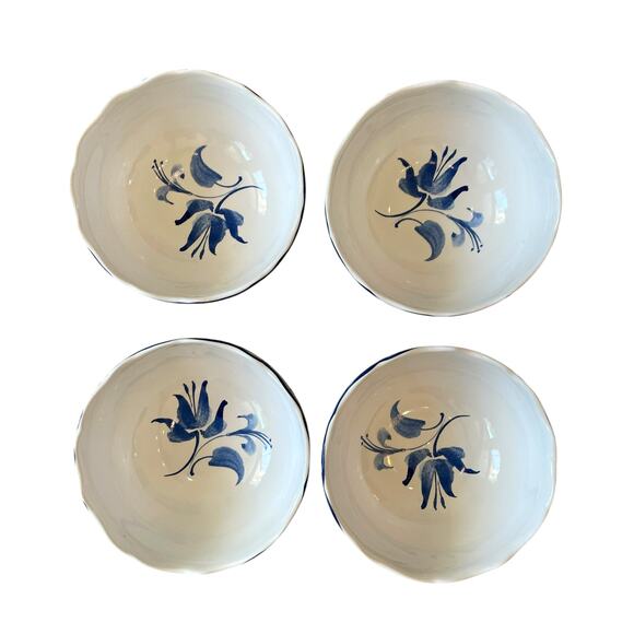 222 Fifth AYLA Blue Floral Porcelain 7in Cereal Bowls Set of 4 Spring Easter New - Picture 11 of 16